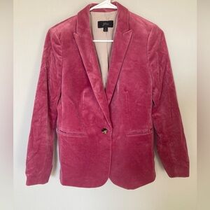 J.Crew Parke Blazer in Dried Rose Pink Velvet Cotton Single Button Jacket 4